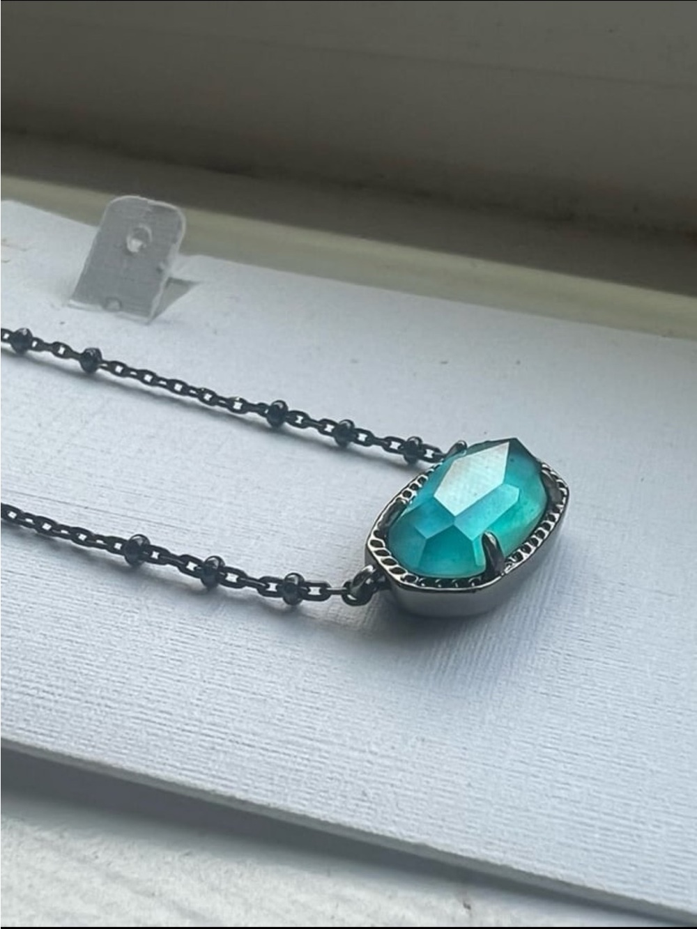 Elisa necklace with London blue on gun metal finish - like new from kKendrascott
